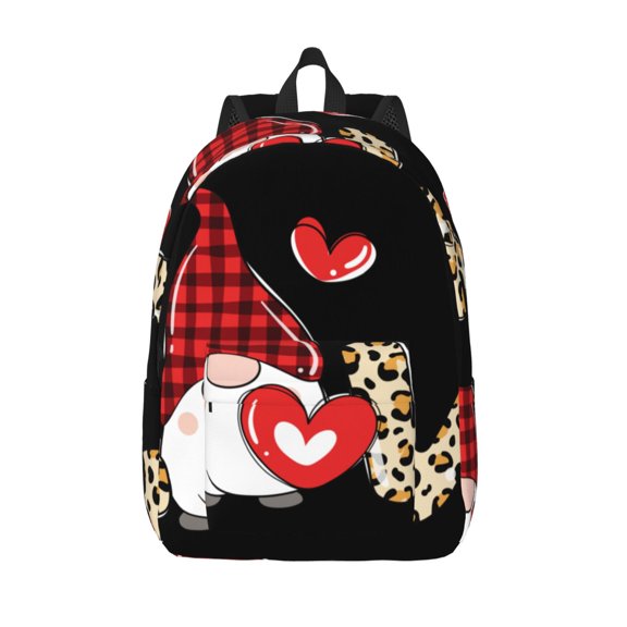 Vsdgher Love Gnomes Print Canvas Backpack Travel Rucksack Unisex Knapsack 15.7/17.7Inch Laptop Backpack for Work,College -Medium