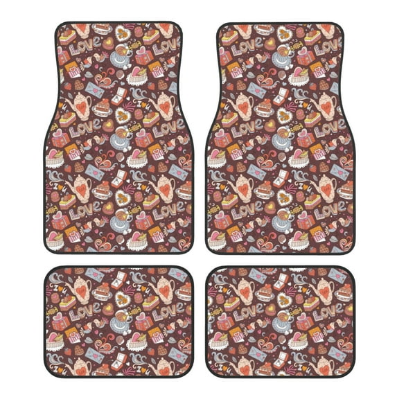 Vsdgher Love Heart Car Foot Mat Set of 4 Pieces Universal Floor Liner Car Accessories Fits Most Cars, Trucks, Vans, sedans, SUV