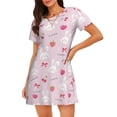 thumbnail image 1 of Vsdgher Love Rabbit Pattern Womens Short Sleeve Sleepshirt Scoopneck Cute Nightdress Ruffle Comfy Nightgown, 1 of 6