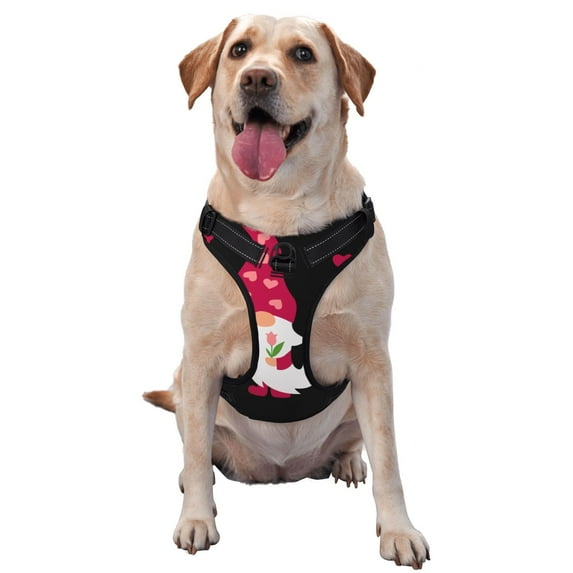 Vsdgher Love You Mom Pattern Dog Harness,No Pull Pet Harness with Soft Padded Handle,Adjustable Reflective Vest with 2 Buckles,4 Slide Buckles,S-XL Large