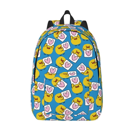 Vsdgher Lovely Duck Print Canvas Backpack Travel Rucksack Unisex Knapsack 15.7/17.7Inch Laptop Backpack for Work,College -Medium
