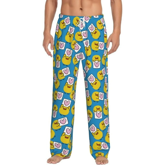 Vsdgher Lovely Duck Print Mens Pajama Pants Sleep & Lounge Pants, PJ Bottoms With elastic waistb and Pockets