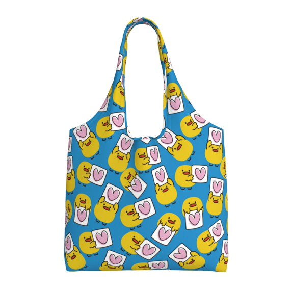Vsdgher Lovely Duck Print canvas Tote Bag, Lightweight Cloth Bags, Suitable for shopping, groceries, travel