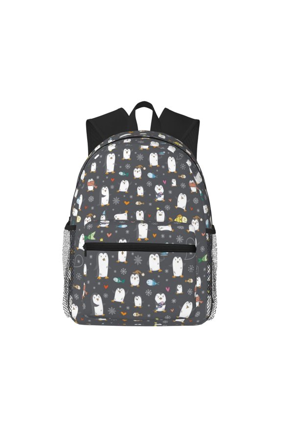 Lovely Penguin Print Unisex Large Capacity Bookbag Schoolbag Casual Daypack for High School/College/Teens/Travel/Work