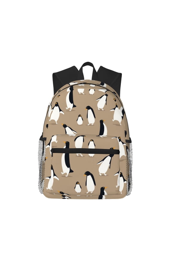 Lovely Penguin Print Unisex Large Capacity Bookbag Schoolbag Casual Daypack for High School/College/Teens/Travel/Work