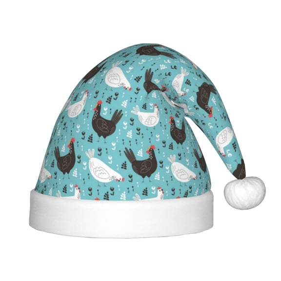 Vsdgher Lovely Roosters Christmas Hat, Santa Hat for Kids Xmas Holiday Hat Red Classic Christmas New Year Festive Party Supplies