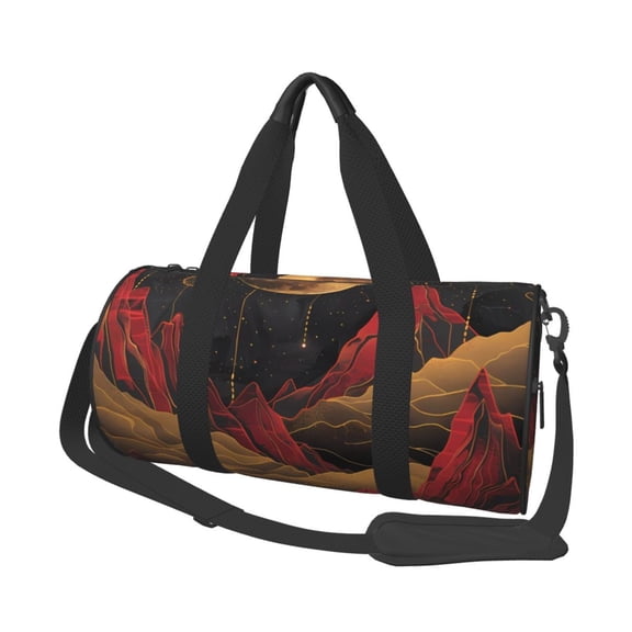Vsdgher Lunar Mountains Golden Rivers 45L Foldable Duffel Bag, Sports Gym Bag,Overnight Bag, Portable Weekender Bag for Airplanes