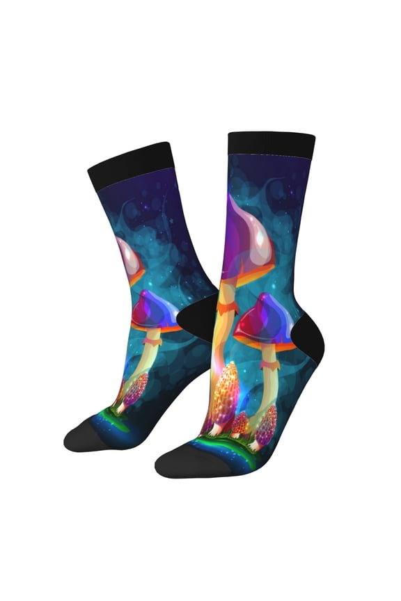 Magic Mushrooms ,Fireflies Crew Socks for Men & Women, Breathable Casual Athletic Ankle Socks