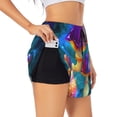 thumbnail image 1 of Vsdgher Magic Mushrooms ,Fireflies Print Women's Running Double Layer Shorts High Waisted with Pockets Elastic Yoga Workout Athletic Gym Sports, 1 of 8