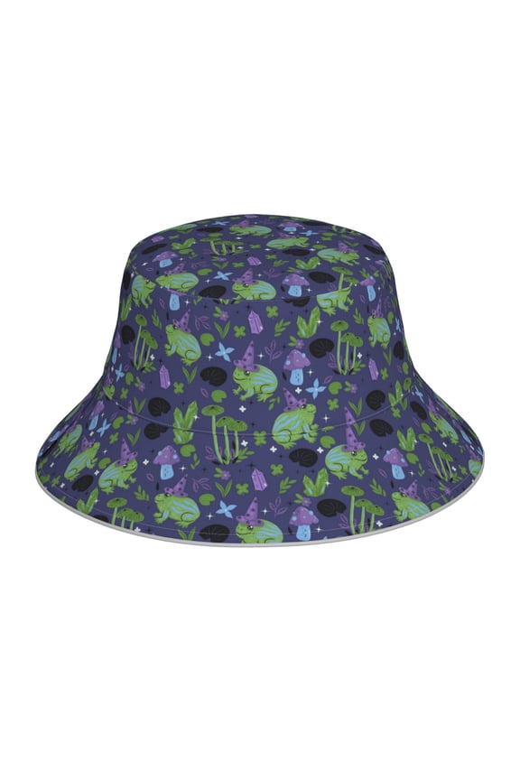 Magic Toads in Hats Print Bucket Hat for Men&Women Bucket Hat Reversible Summer Double-Side-Wear Travel Gardening, Beach, Camping, Hiking, Fishing Cap