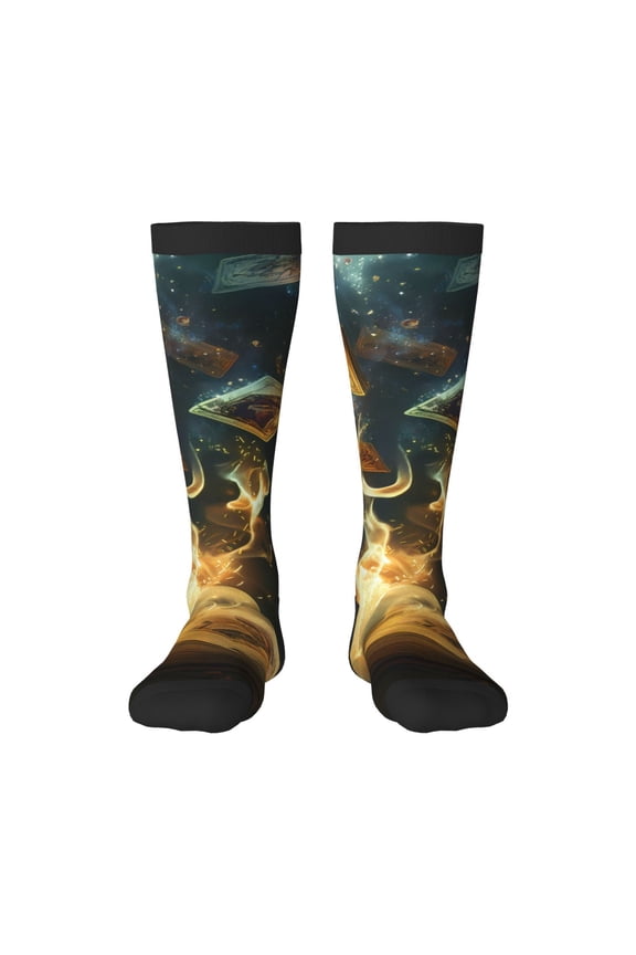 Magical Tarot Reading Knee Socks, High Socks Long Stretchy Sock Women Knee High Stocking, Long Socks for Women