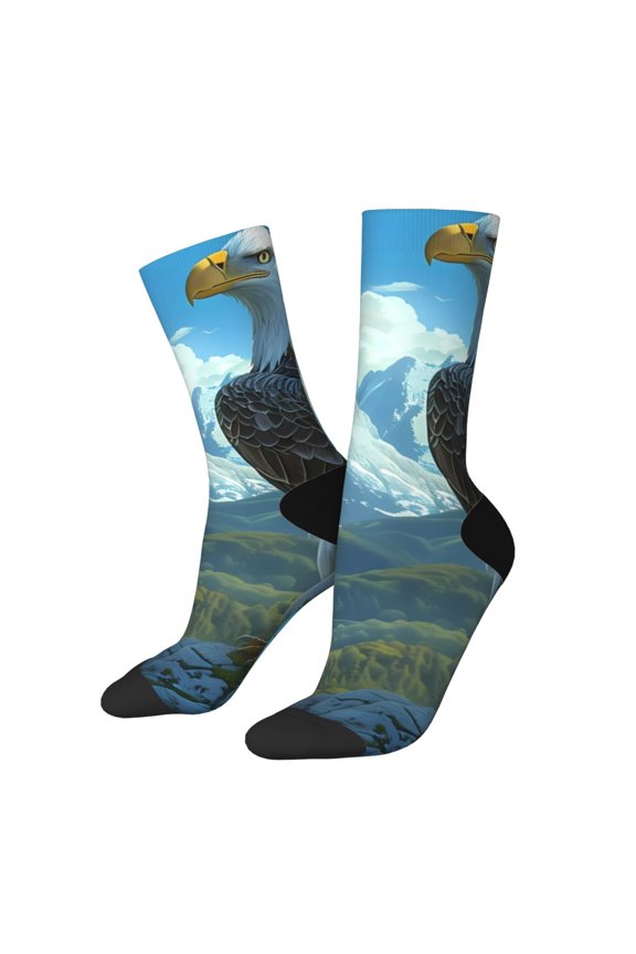 Majestic Eagle Over Castle Crew Socks for Men & Women, Breathable Casual Athletic Ankle Socks