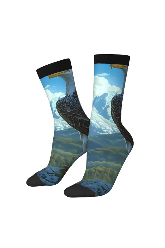 Majestic Eagle Over Castle Crew Socks for Men & Women, Breathable Casual Athletic Ankle Socks