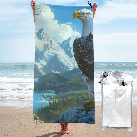 Vsdgher Majestic Eagle Over Castle Microfiber Ultra Soft Highly Absorbent Bath Towel, Quick Drying Towels for Body, Sport, Yoga, SPA, Fitness-27.5"x55"