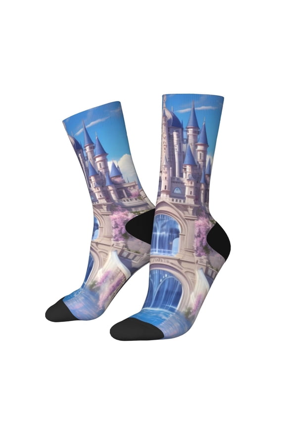 Majestic Fantasy Castle Crew Socks for Men & Women, Breathable Casual Athletic Ankle Socks