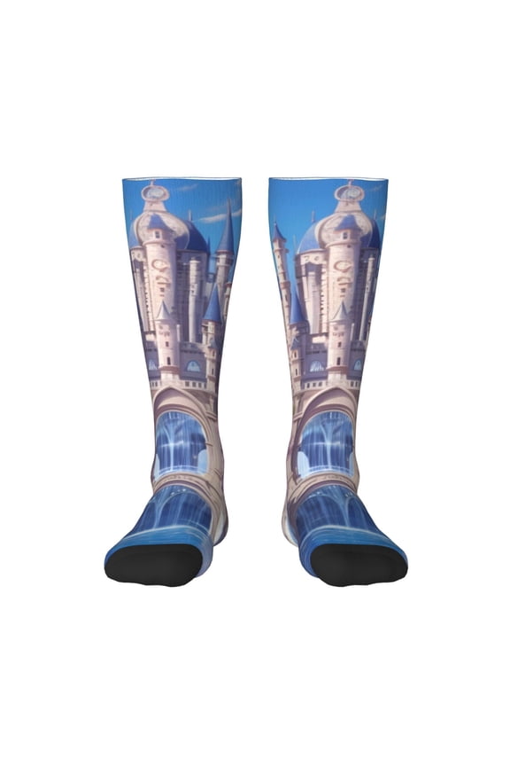 Majestic Fantasy Castle Knee Socks, High Socks Long Stretchy Sock Women Knee High Stocking, Long Socks for Women
