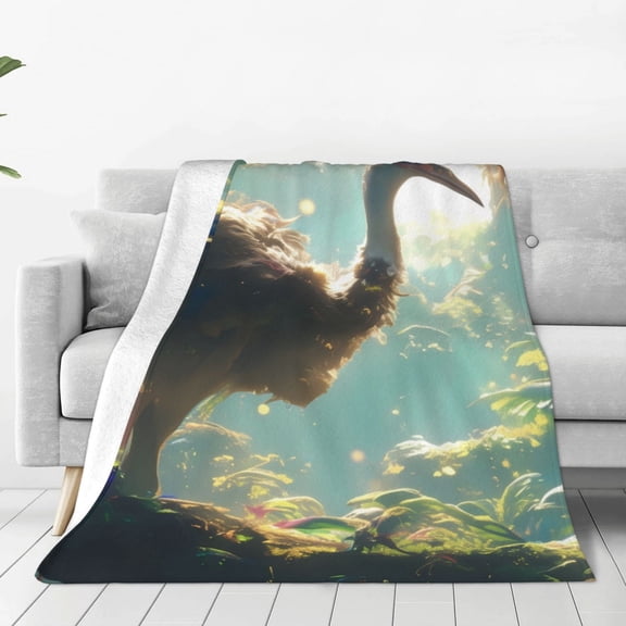 Vsdgher Majestic Ostrich In Forest Ultra-Soft Micro flannel Blanket Throw Blankets for Couch Sofa, Bed (4 sizes)-50"x40"