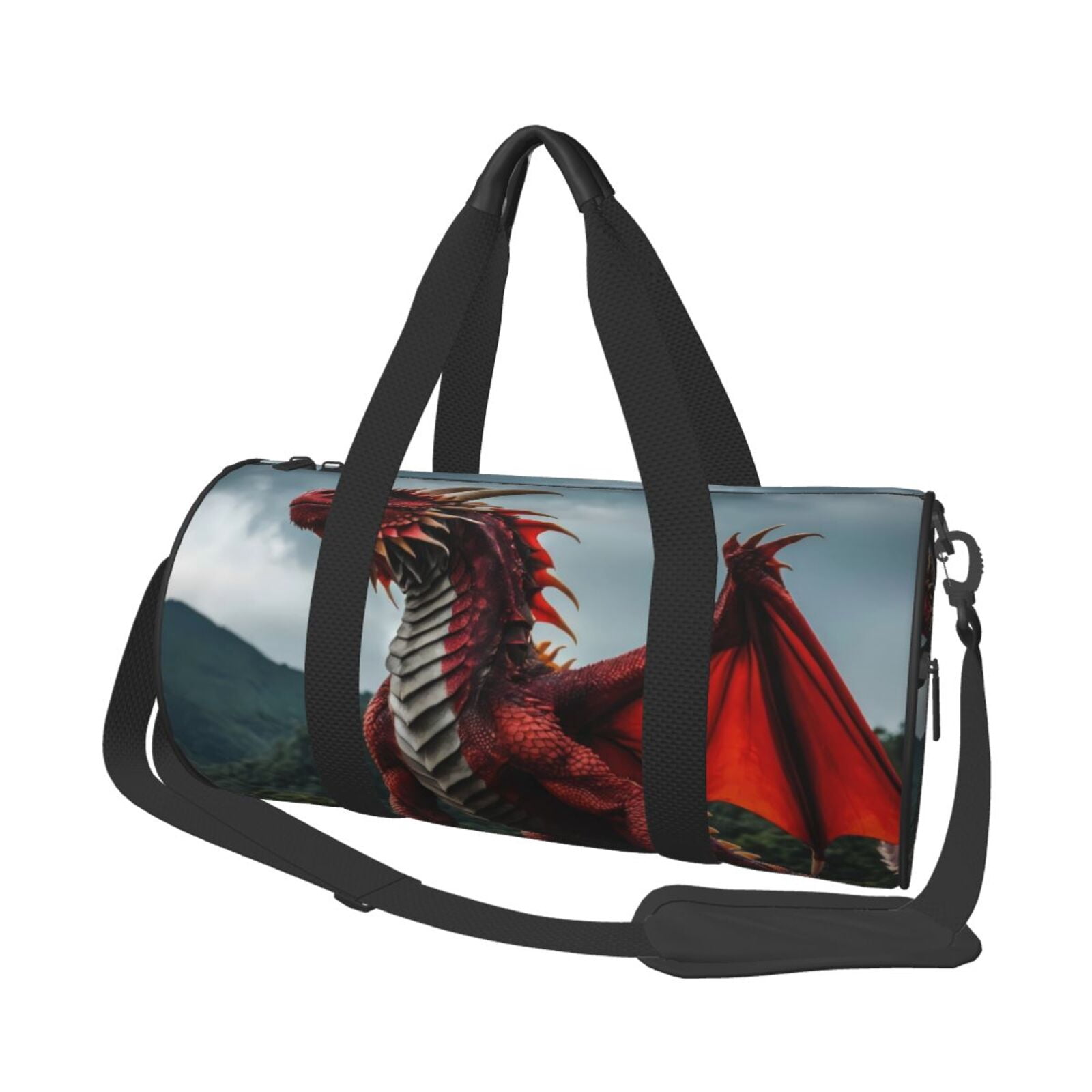 Vsdgher Majestic Red Dragon 45L Foldable Duffel Bag, Sports Gym Bag,Overnight Bag, Portable Weekender Bag for Airplanes