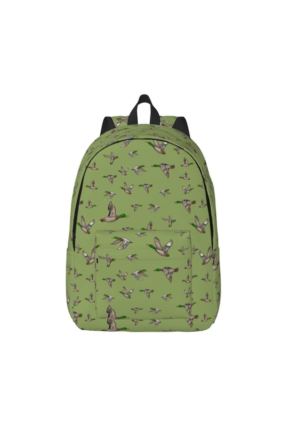 Mallard Duck Print Canvas Backpack Travel Rucksack Unisex Knapsack 15.7/17.7Inch Laptop Backpack for Work,College -Small