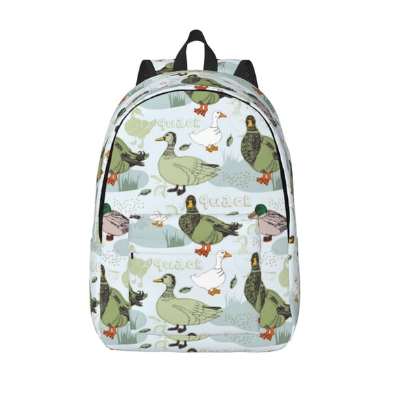 Vsdgher Mallard Ducks Wild Birds Print Canvas Backpack Travel Rucksack Unisex Knapsack 15.7/17.7Inch Laptop Backpack for Work,College -Medium