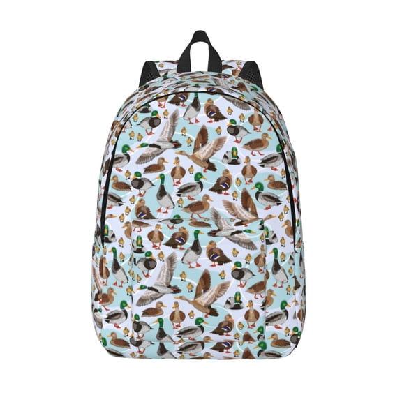Vsdgher Mallard Ducks Wild Birds1 Print Canvas Backpack Travel Rucksack Unisex Knapsack 15.7/17.7Inch Laptop Backpack for Work,College -Small