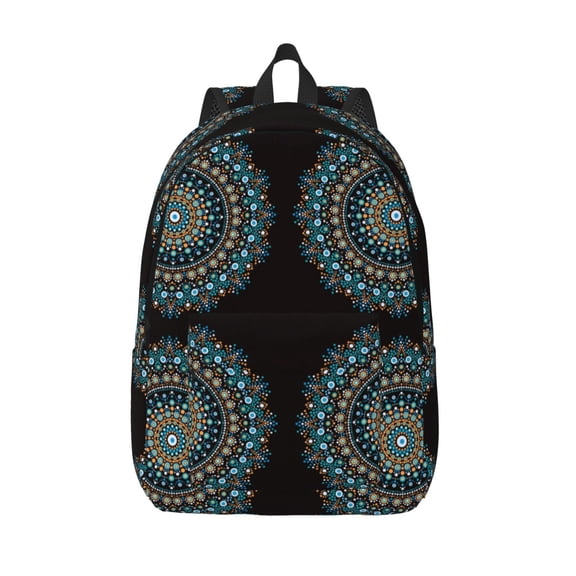 Vsdgher Mandala Print Canvas Backpack Travel Rucksack Unisex Knapsack 15.7/17.7Inch Laptop Backpack for Work,College -Medium