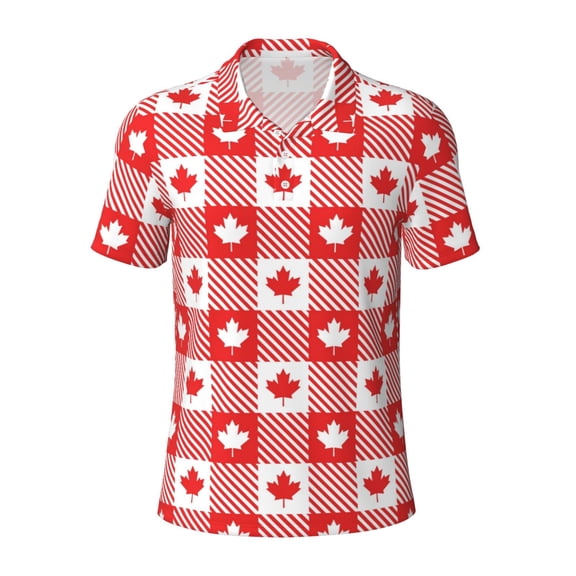 Vsdgher Maple Leaves1 Print Men's Short Sleeve Stretch Polo Shirt, Moisture-Wicking Performance Polo Shirt