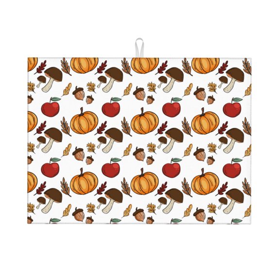 Vsdgher Maple leaf nut Mushroom Dish Drying Mat Super Absorbent Drying Mat Large Dish Drying Mats for Kitchen Counter Kitchen Drying Mat 24" x 18"