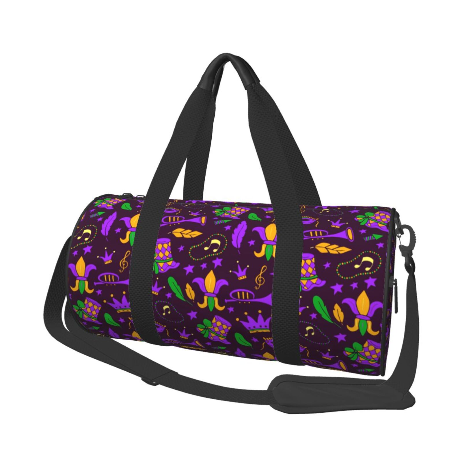 Vsdgher Mardi Gra2 45L Foldable Duffel Bag, Sports Gym Bag,Overnight Bag, Portable Weekender Bag for Airplanes