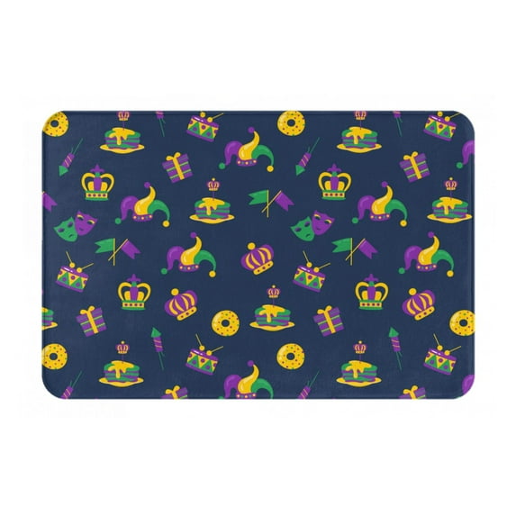 Vsdgher Mardi Gras Carnival Flannel Anti-Slip Floor Mat Comfort Mat Outdoor Rug, Indoor Outdoor Rugs for Home, Office, Laundry 16''x24''in