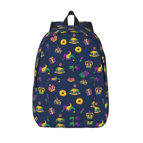 Vsdgher Mardi Gras Carnival Print Canvas Backpack Travel Rucksack Unisex Knapsack 15.7/17.7Inch Laptop Backpack for Work,College -Medium