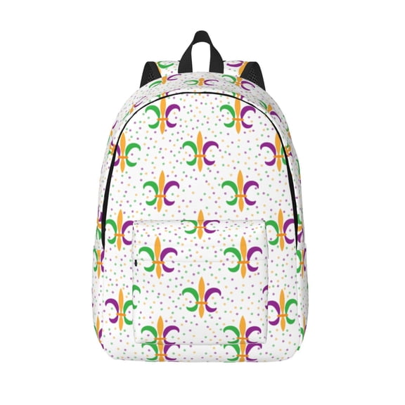 Vsdgher Mardi Gras Carnival1 Print Canvas Backpack Travel Rucksack Unisex Knapsack 15.7/17.7Inch Laptop Backpack for Work,College -Small
