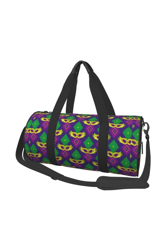 Mardi Gras Carnival3 45L Foldable Duffel Bag, Sports Gym Bag,Overnight Bag, Portable Weekender Bag for Airplanes
