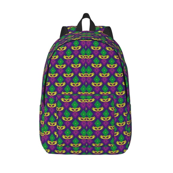 Vsdgher Mardi Gras Carnival3 Print Canvas Backpack Travel Rucksack Unisex Knapsack 15.7/17.7Inch Laptop Backpack for Work,College -Medium