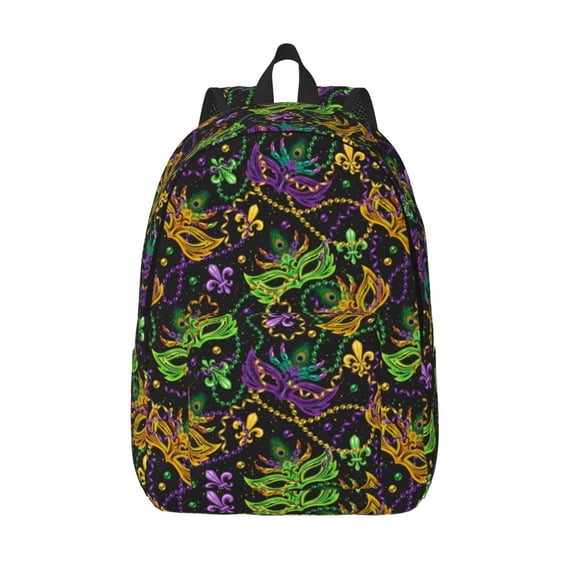 Vsdgher Mardi Gras Surface Print Canvas Backpack Travel Rucksack Unisex Knapsack 15.7/17.7Inch Laptop Backpack for Work,College -Medium