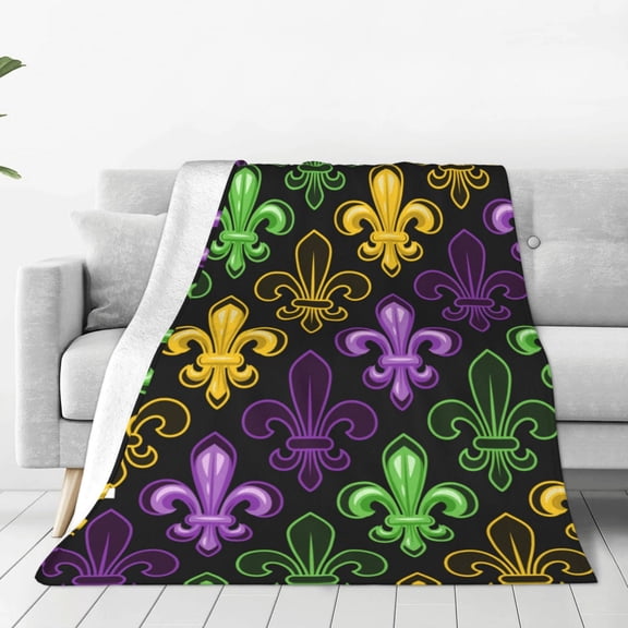Vsdgher Mardi Gras1 Ultra-Soft Micro flannel Blanket Throw Blankets for Couch Sofa, Bed (4 sizes)-50"x40"