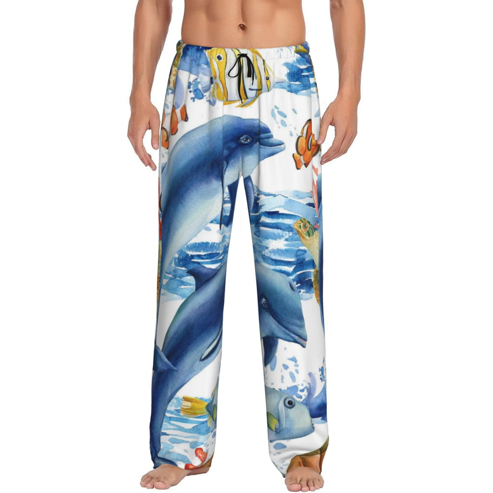 Vsdgher Marine Animals Print Mens Pajama Pants Sleep