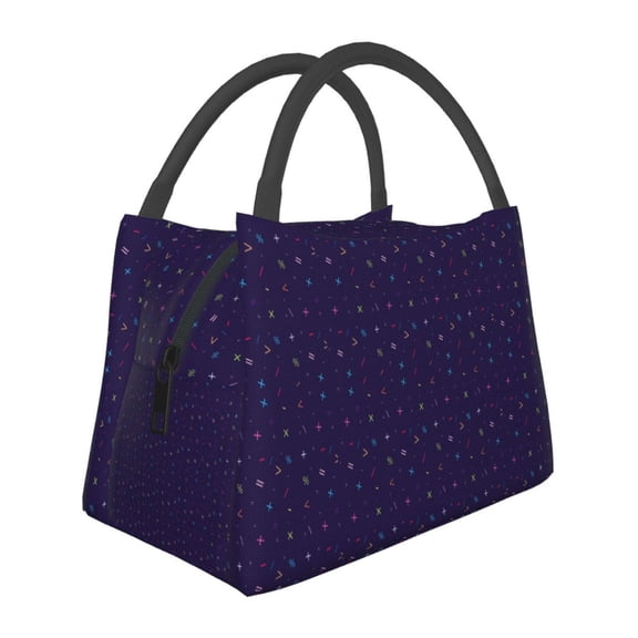 Vsdgher Mathematical Symbols Print Insulated Reusable Bags with Sturdy Zipper and Handles, Foldable Totes for Hot or Cold Food Bring or Delivery
