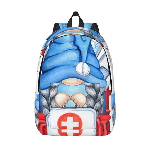 Vsdgher Medicine Gnome Truck Red Print Canvas Backpack Travel Rucksack Unisex Knapsack 15.7/17.7Inch Laptop Backpack for Work,College -Small