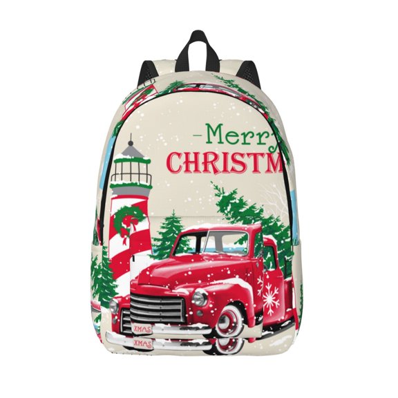 Vsdgher Merry Christmas 1 Print Canvas Backpack Travel Rucksack Unisex Knapsack 15.7/17.7Inch Laptop Backpack for Work,College -Medium