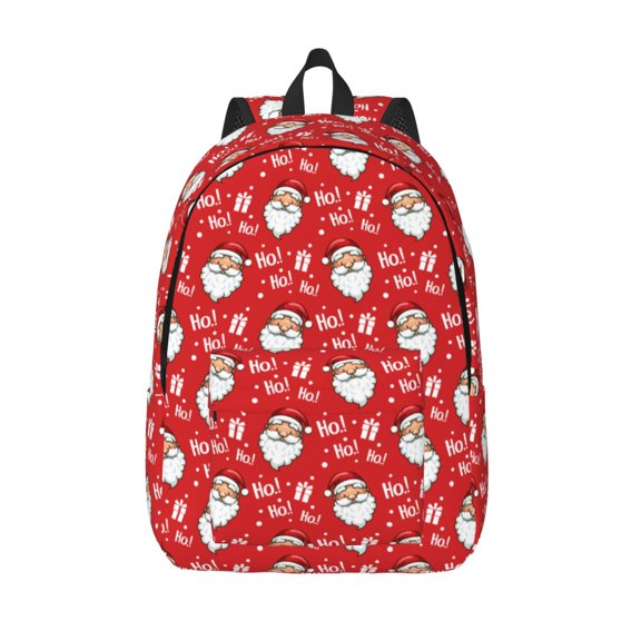 Vsdgher Merry Christmas Santa Claus A Print Canvas Backpack Travel Rucksack Unisex Knapsack 15.7/17.7Inch Laptop Backpack for Work,College -Medium