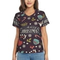 thumbnail image 1 of Vsdgher Merry Christmas Women Shirts V Neck Short Sleeve Tops T-Shirt Basic Tees, S to 3XLMedium, 1 of 5