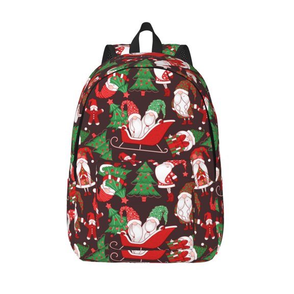 Vsdgher Merry Christmas1 Print Canvas Backpack Travel Rucksack Unisex Knapsack 15.7/17.7Inch Laptop Backpack for Work,College -Medium