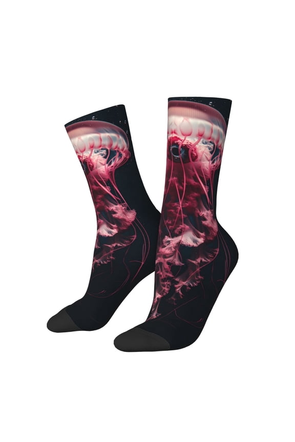Mesmerizing Pink Jellyfish Crew Socks for Men & Women, Breathable Casual Athletic Ankle Socks