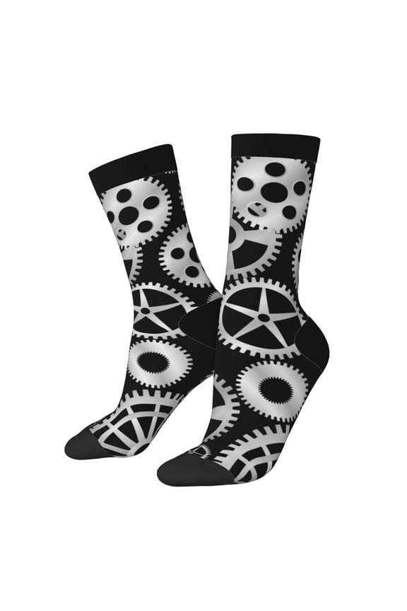 Metallic Gears Crew Socks for Men & Women, Breathable Casual Athletic Ankle Socks