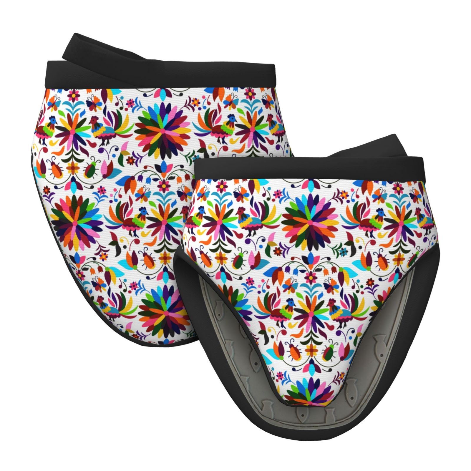 Vsdgher Mexican Bright Style Non-Slip Mini Oven Mitt Set, Short Oven Mitts for Baking Grilling Barbecue Microwave, 5.9"x5.9"in