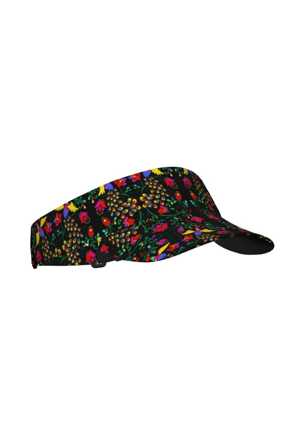 Mexican Flower 2 Print Adult Sunscreen Visor Cap,1 Piece of Sport Sun Visor Hats Adjustable Sun Hat for Outdoor Activities Fits for Women and Men (One Size)