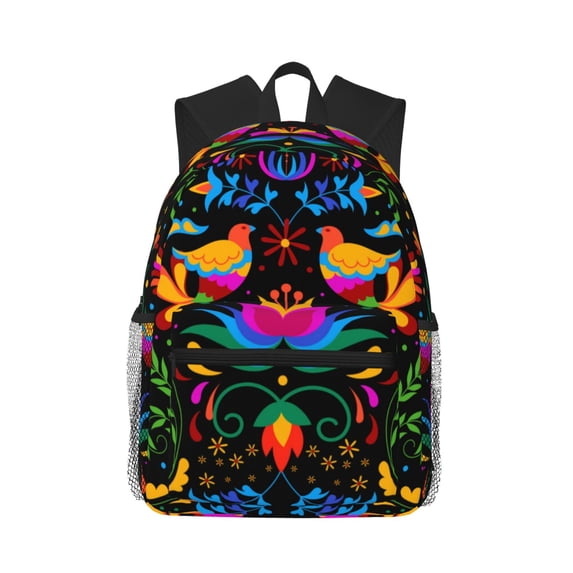 Vsdgher Mexican Flower Traditional1 Print Unisex Large Capacity Bookbag Schoolbag Casual Daypack for High School/College/Teens/Travel/Work