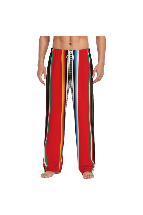 Mexican Serape Blanket Stripes Print Mens Pajama Pants Sleep & Lounge Pants, PJ Bottoms With elastic waistb and Pockets