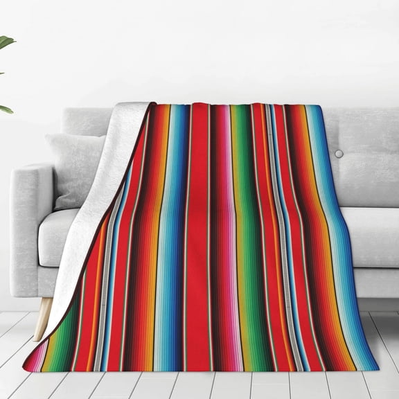 Vsdgher Mexican Serape Blanket Stripes Ultra-Soft Micro flannel Blanket Throw Blankets for Couch Sofa, Bed (4 sizes)-80"x60"